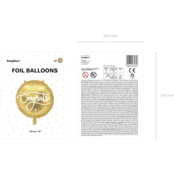 PARTYDECO Balon Congrats Foliowy Blyszczacy Fi 35 Cm Zloty Outlet