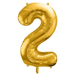 PARTYDECO Balon Metal Foliowy Cyfra "2" 86 Cm Zloty Clearance