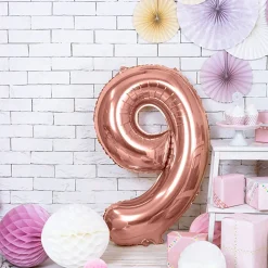 PARTYDECO Balon Pink Metal Foliowy Cyfra "9" 86 Cm Rozowy Clearance