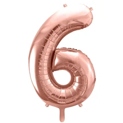 PARTYDECO Balon Pink Metal Foliowy Cyfra "6" 86 Cm Rozowy Discount