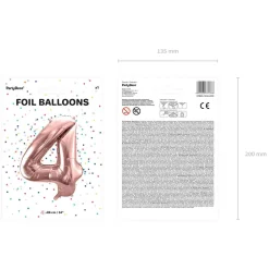 PARTYDECO Balon Pink Metal Foliowy Cyfra 