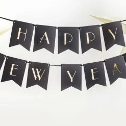 PARTYDECO Baner New Year Ze Zlotym Napisem 2,5 M Czarny Sale