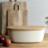 HOMLA Chlebak Nores Z Bambusowa Pokrywka 37X22X14 Cm Bezowy Outlet