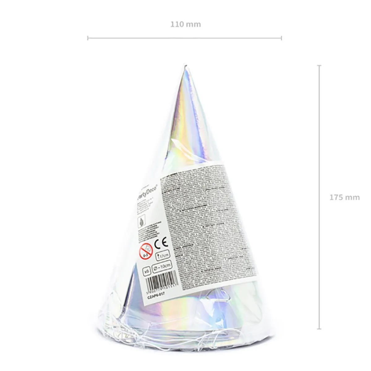 PARTYDECO Czapeczki Opal 6 Szt. 16 Cm Srebrny