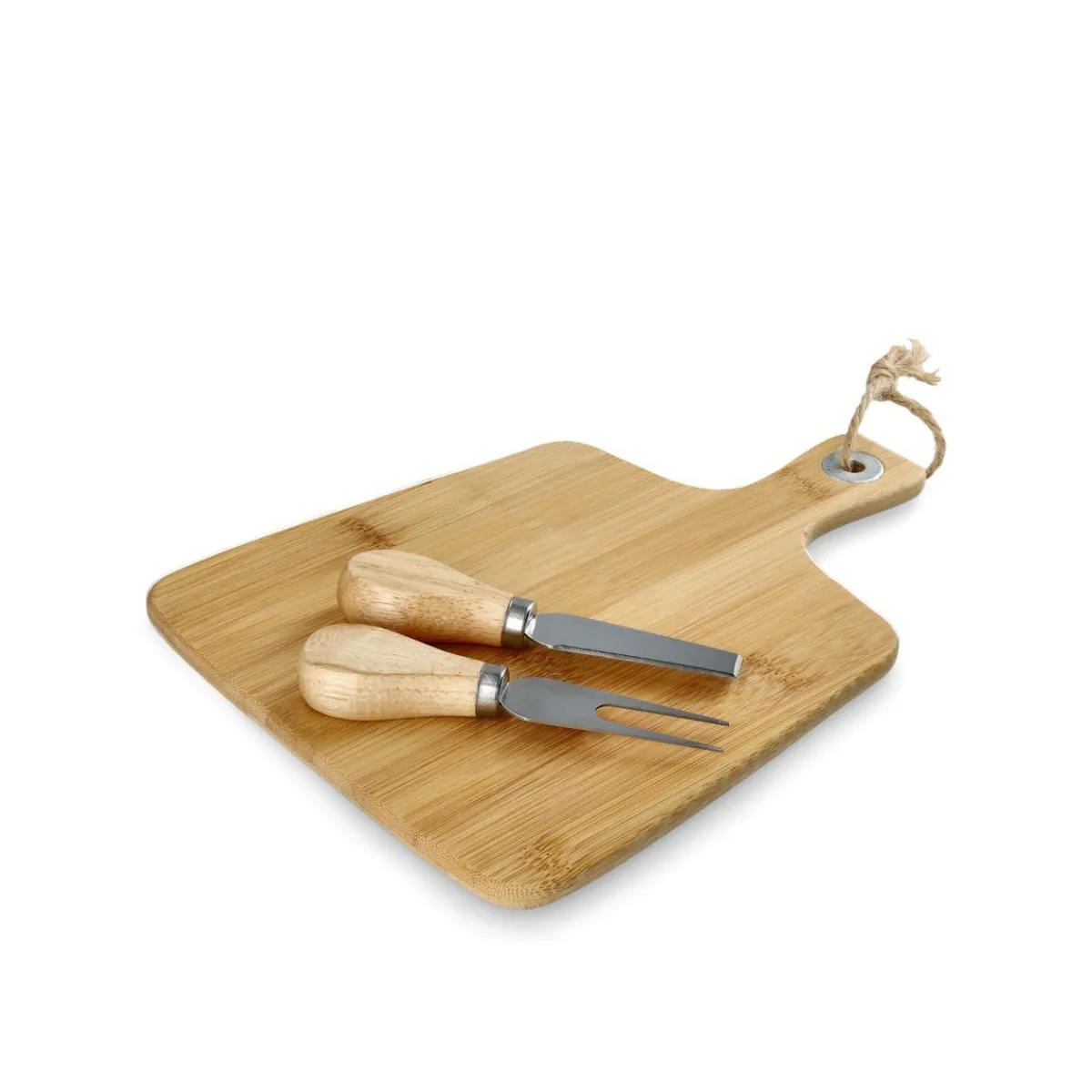 HOMLA Deska Bambou Z Zestawem Nozy 26X19 Cm Naturalny Outlet
