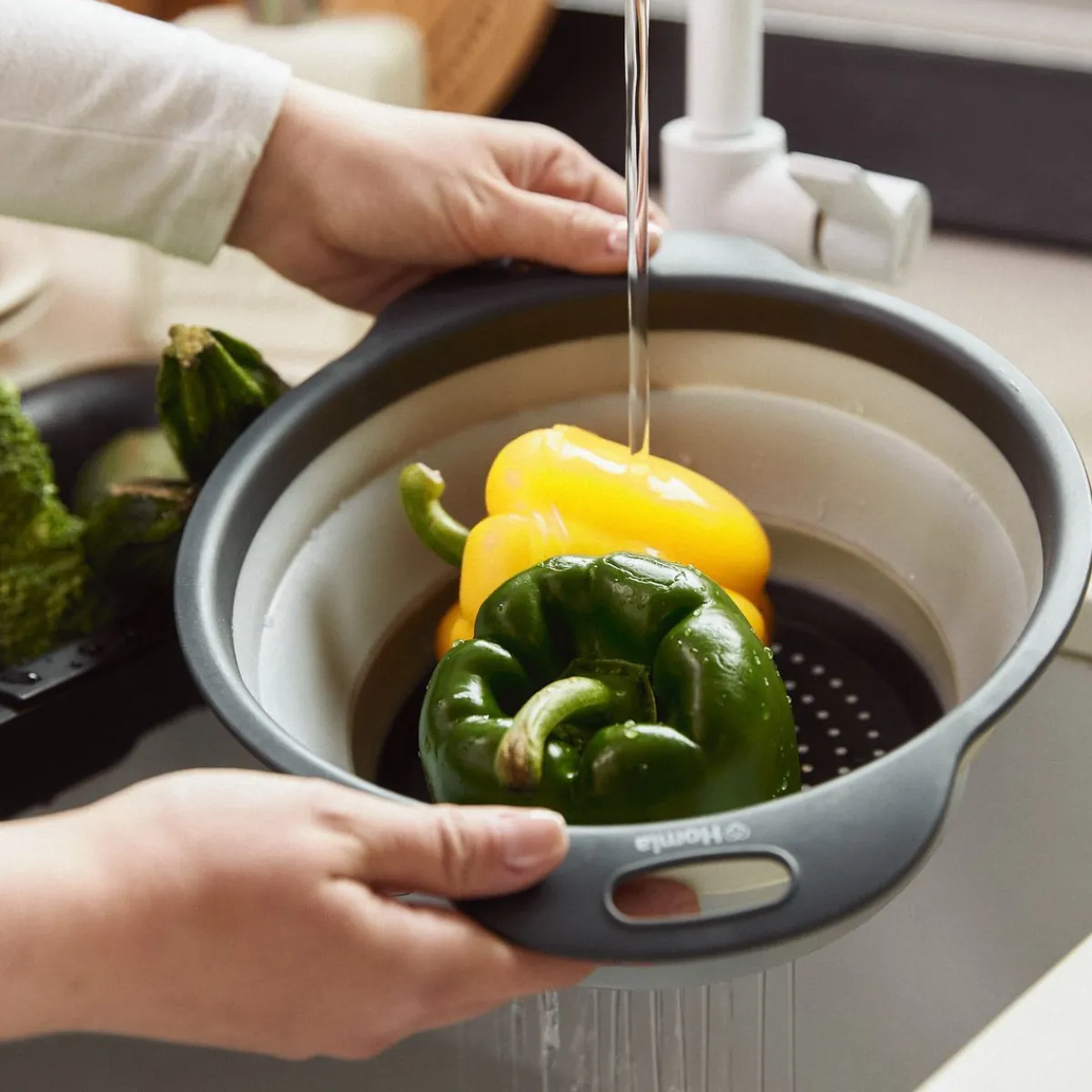HOMLA Durszlak Easy Cook Skladany Okragly Szary Outlet