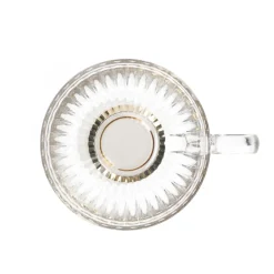 HOMLA Filizanka Barrel Szklana W Paski Ze Zlota Nozka 0,36 L Przezroczysty New