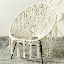 HOMLA Fotel Acapulco Bliss Makrama Ecru 93X73X85 Cm Outlet