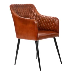 HOMLA Fotel Brizo W Obiciu Ze Skory Bawolej Brazowe 55X60X86 Cm Discount