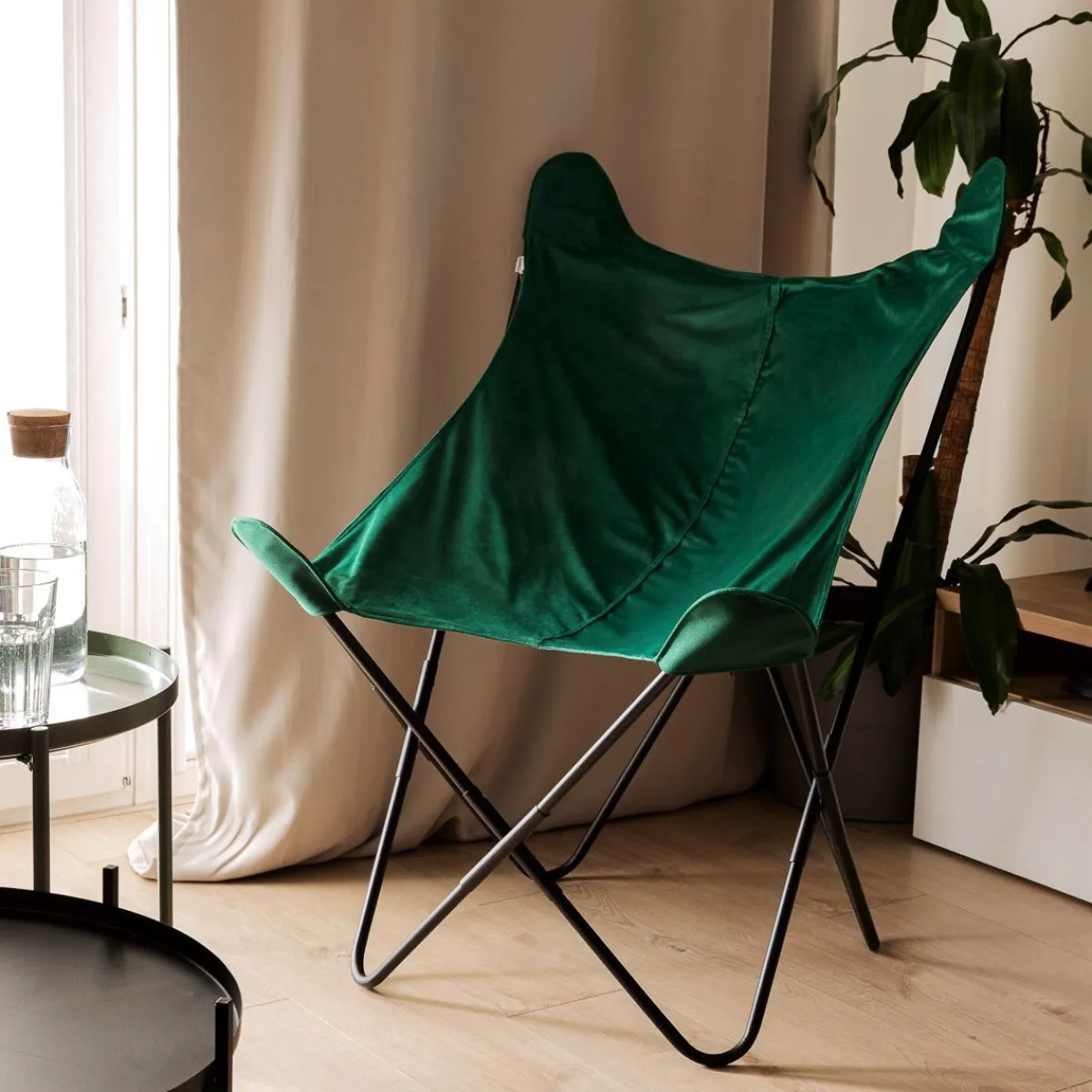 HOMLA Fotel Butterfly Z Metalowa Rama Welur 70X80X102 Cm Zielony Clearance