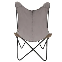 HOMLA Fotel Butterfly Z Metalowa Rama Welur 70X80X102 Cm Szary Hot