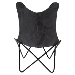HOMLA Fotel Butterfly Z Metalowa Rama - Czarna Tkanina 70X80X102 Cm Czarny Clearance