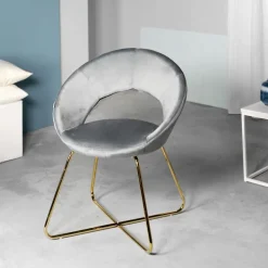 HOMLA Fotel Jared Welurowy 73X47X84 Cm Szary Outlet