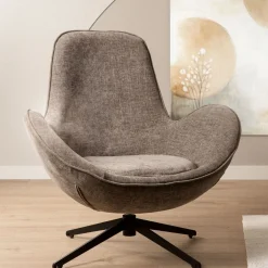 HOMLA Fotel Lunaire Obrotowy Welurowy Szary 86X76X87 Cm Outlet