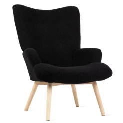 HOMLA Fotel Moss Teddy Boucle W Tkaninie Teddy Czarny Discount