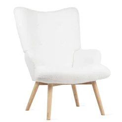 HOMLA Fotel Moss Teddy Boucle W Tkaninie Teddy Bialy Outlet