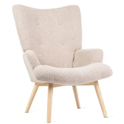 HOMLA Fotel Moss Teddy Boucle W Tkaninie Teddy Bezowy Clearance