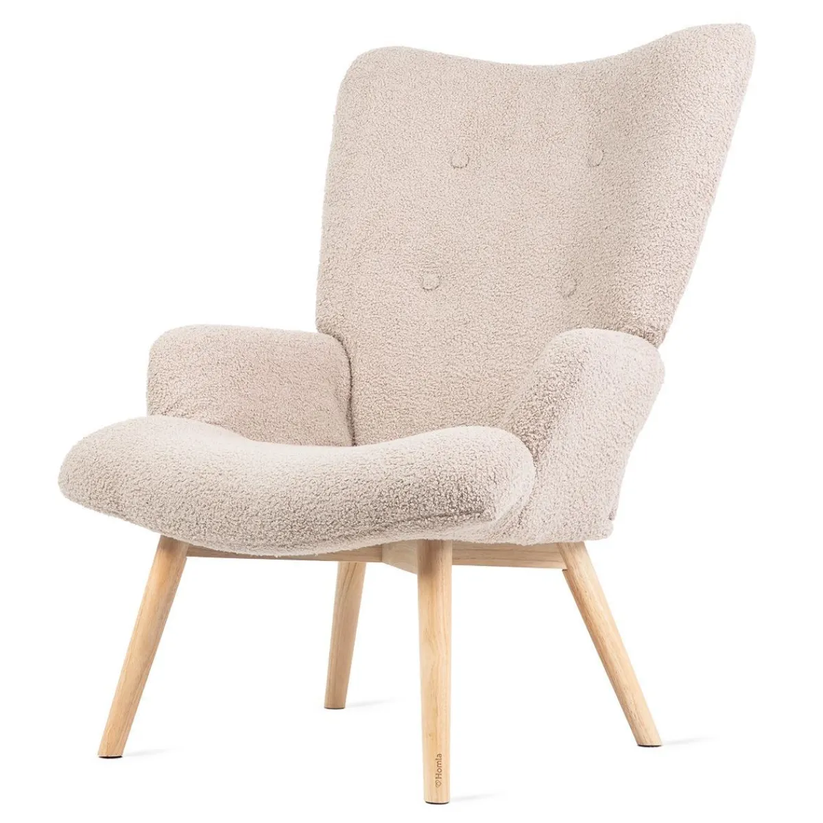 HOMLA Fotel Moss Teddy Boucle W Tkaninie Teddy Bezowy Clearance