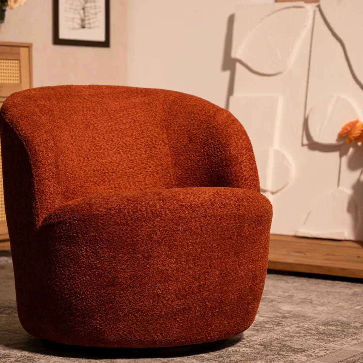 HOMLA Fotel Svingen Obrotowy Ceglasty 65.5X77X69Cm New