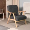HOMLA Fotel Terra Ciemno Nogi Jasne Drewno 70X75X87 Cm Szary