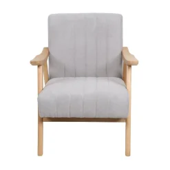 HOMLA Fotel Terra Jasno Nogi Jasne Drewno 70X75X87 Cm Szary New