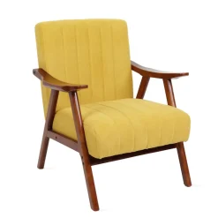 HOMLA Fotel Terra Nogi Ciemnobrazowe 70X75X87 Cm Musztardowy New