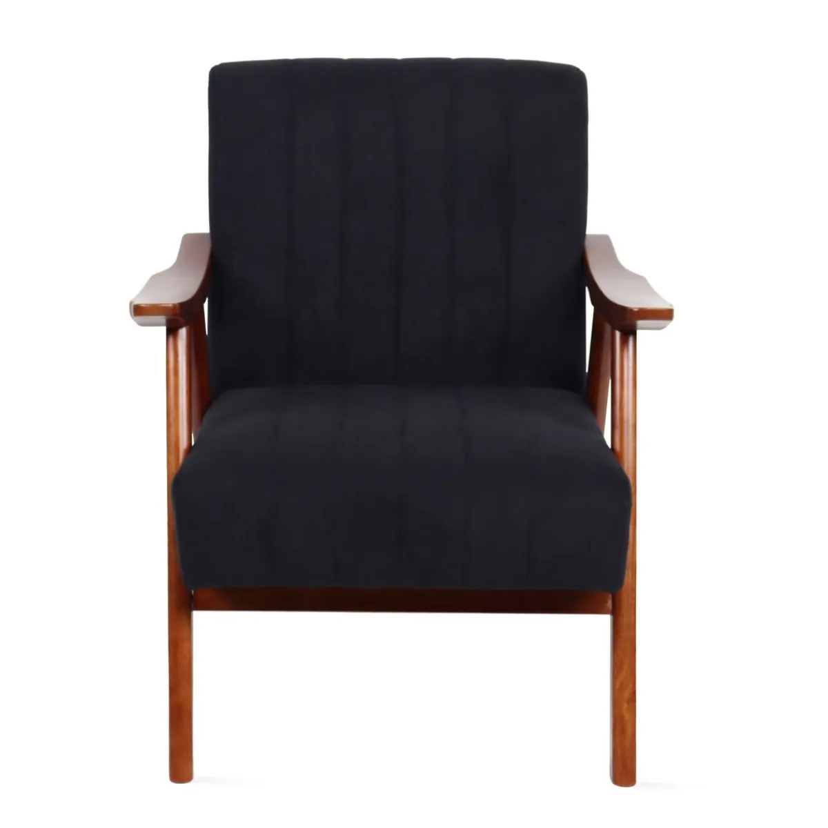 HOMLA Fotel Terra Welurowy Nogi Ciemnobrazowe 70X75X87 Cm Czarny