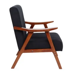HOMLA Fotel Terra Welurowy Nogi Ciemnobrazowe 70X75X87 Cm Czarny