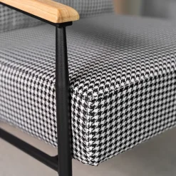 HOMLA Fotel Veludo Bialy W Czarna Pepitke 71X70X83 Cm Wielokolorowy Hot