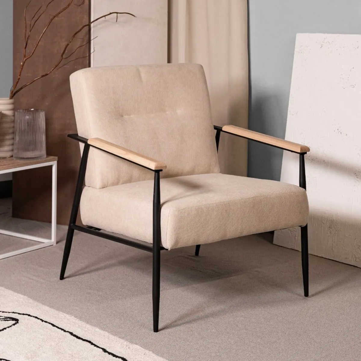 HOMLA Fotel Veludo 71X70X83 Cm Bezowy Best