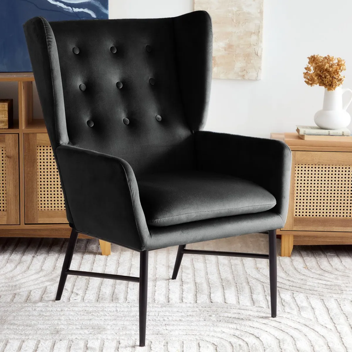 HOMLA Fotel Vinnande Czarny 97X67X73 Cm New