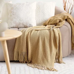 HOMLA Koc Chenille Szenilowy Bezowy 130X170 Cm Outlet