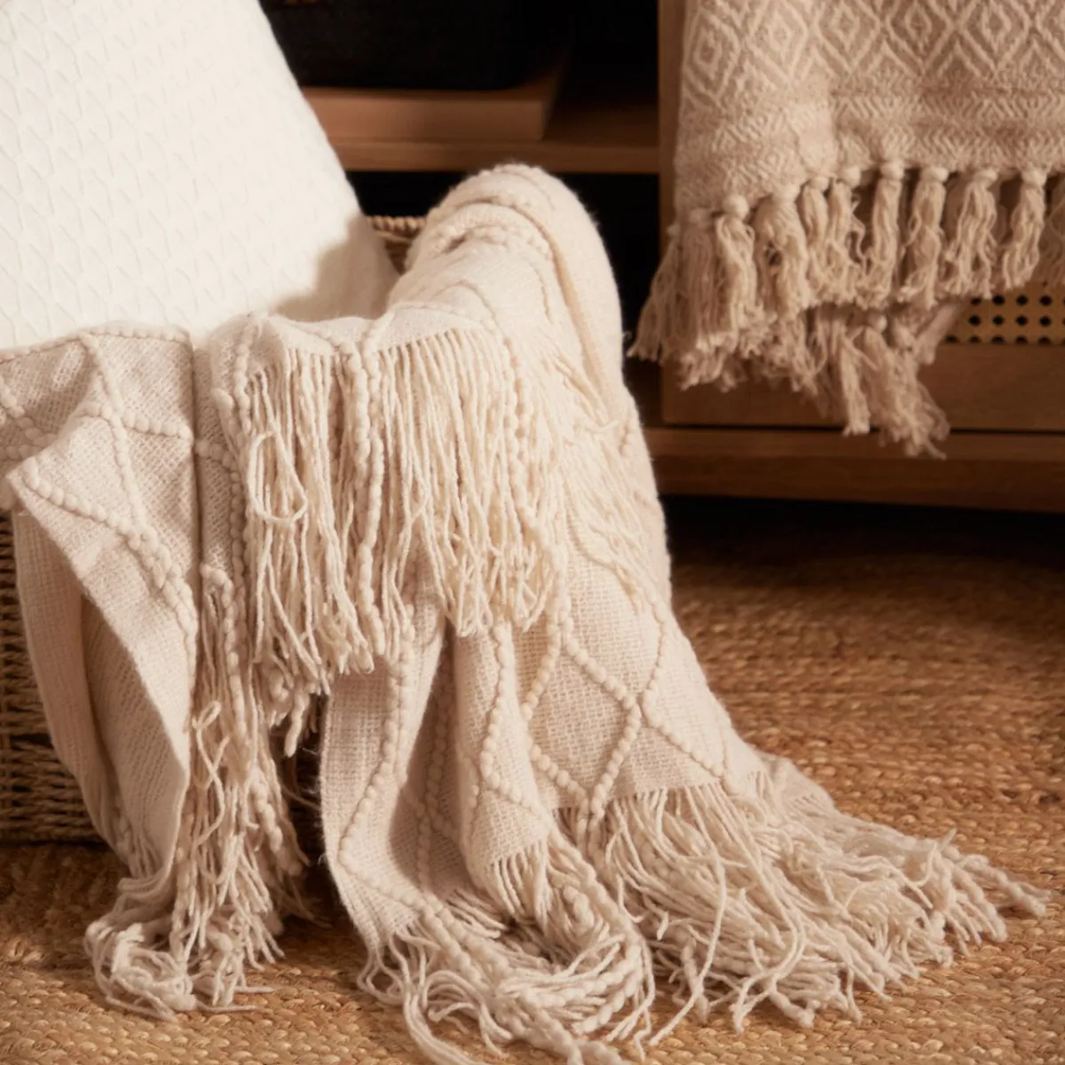 HOMLA Koc Loop W Splot Kulkowy 130X170 Cm Bezowy New