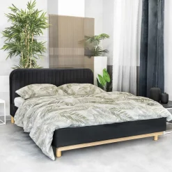 HOMLA Łóżko Karalius Welurowe Czarne 160X200 Cm Czarny Outlet