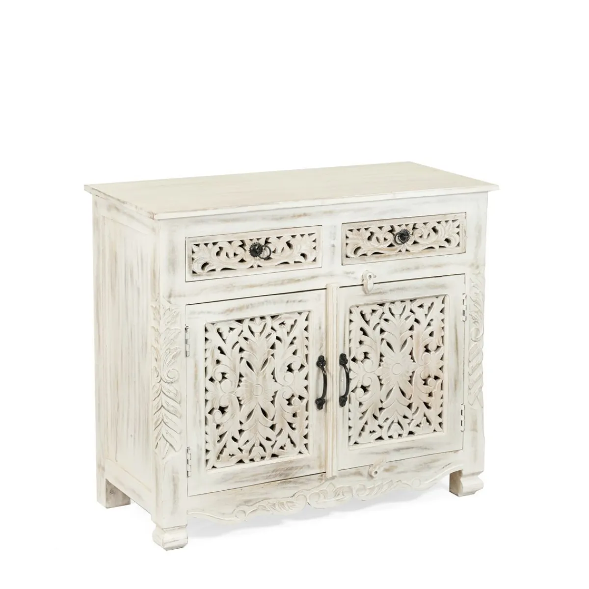 HOMLA Komoda Banhi Lite Drewno Mango Zlobione 90X42X80 Cm Naturalny Clearance