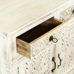 HOMLA Komoda Banhi Lite Drewno Mango Zlobione 90X42X80 Cm Naturalny Clearance