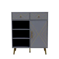 HOMLA Komoda Bodo Grafitowa Z Metalowymi Nogami 80X40X95 Cm Szary Discount