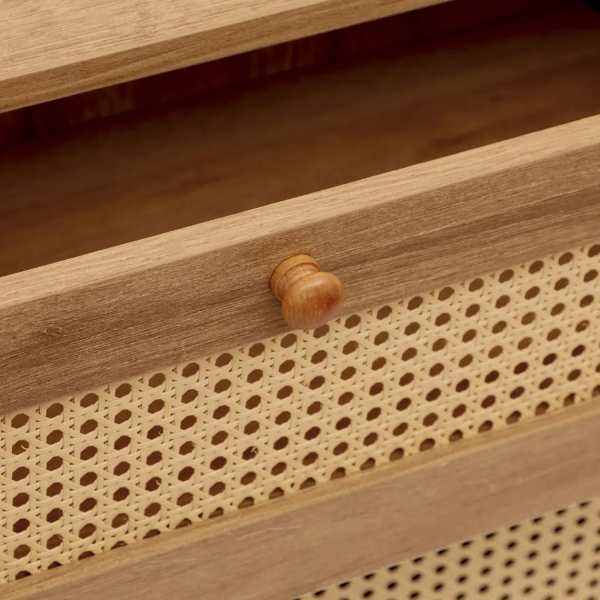 HOMLA Komoda Notto Z Rattanem 74X35X86 Cm Naturalny Online
