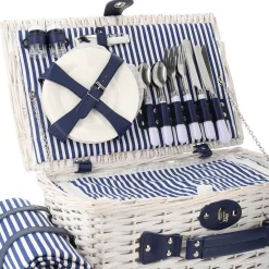 HOMLA Kosz Piknikowy Orlando Dla 4 Osob Z Mata 46X30X20 Cm Bialy Outlet