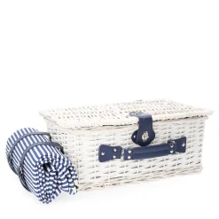 HOMLA Kosz Piknikowy Orlando Dla 4 Osob Z Mata 46X30X20 Cm Bialy Outlet