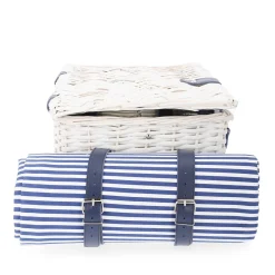 HOMLA Kosz Piknikowy Orlando Dla 4 Osob Z Mata 46X30X20 Cm Bialy Outlet