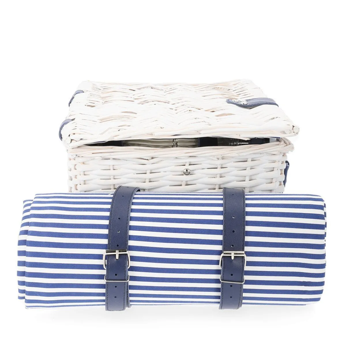 HOMLA Kosz Piknikowy Orlando Dla 4 Osob Z Mata 46X30X20 Cm Bialy Outlet