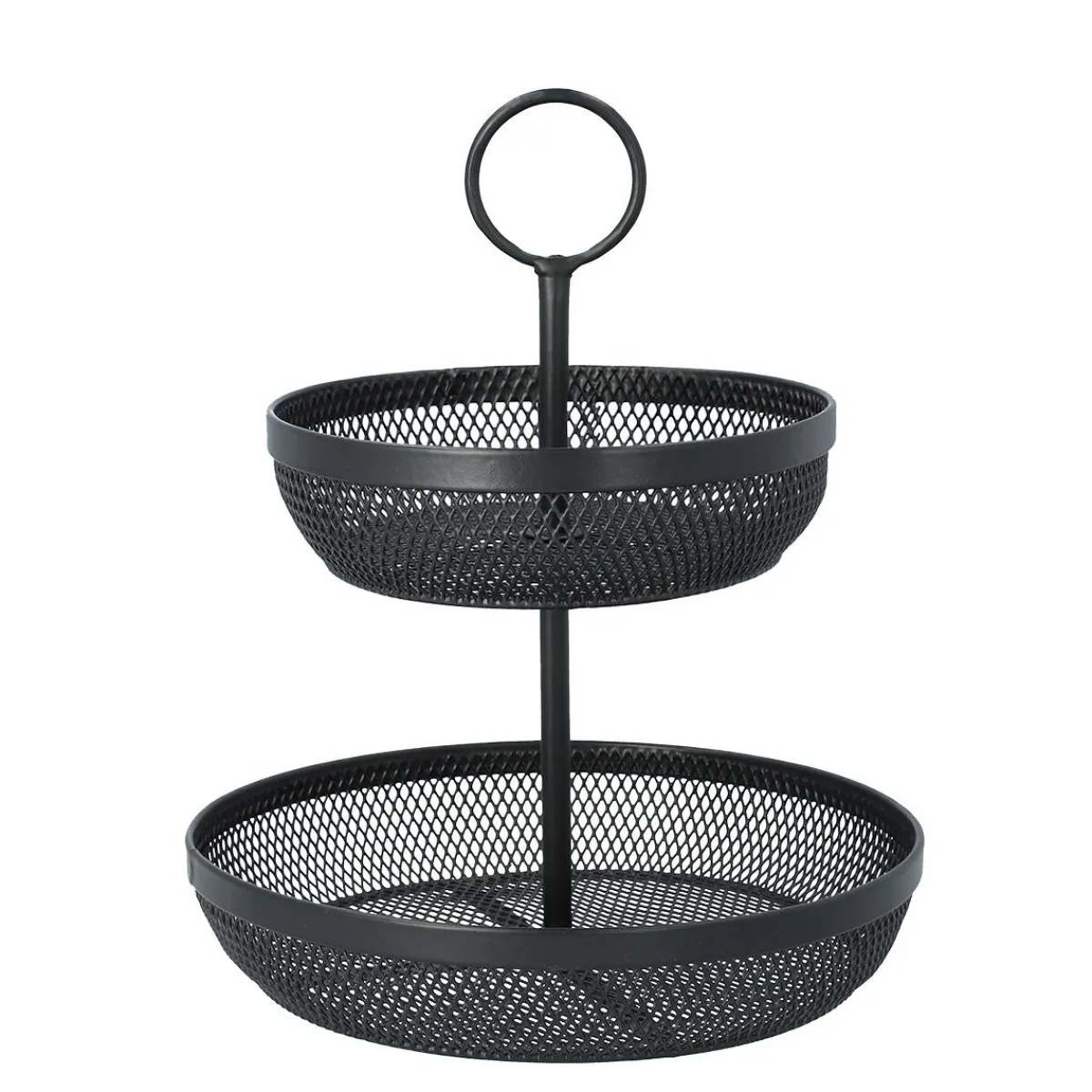 HOMLA Koszyk Gridio Dwupietrowy Okragly 31X26 Cm Czarny