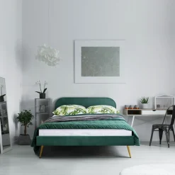 HOMLA Łóżko Venlo Welurowe Zielone 160X200 Cm Zielony Clearance