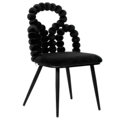 HOMLA Krzeslo Bubble Beam Welurowe Czarne Z Czarnymi Nogami 56,5X52X87 Cm Online