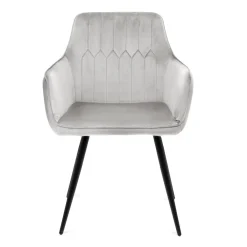 HOMLA Krzeslo Etienne Welurowe Jasnoszare 56X61X86 Cm Szary Discount