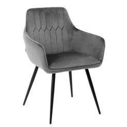HOMLA Krzeslo Etienne Welurowe Szare 56X61X86 Cm Szary Discount