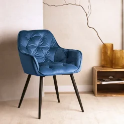 HOMLA Krzeslo Flossi Welurowe Granatowe 57X63X84 Cm Granatowy Hot