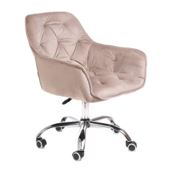 HOMLA Krzeslo Flossi Welurowe Obrotowe Bezowe 57X65X90 Cm Bezowy Online