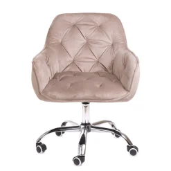 HOMLA Krzeslo Flossi Welurowe Obrotowe Bezowe 57X65X90 Cm Bezowy Online